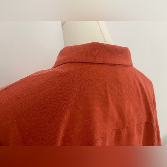 Tommy Bahama 100% Silk Hawaiian Style Short Sleeve Button Down Orange Size 3XT - Picture 4 of 10